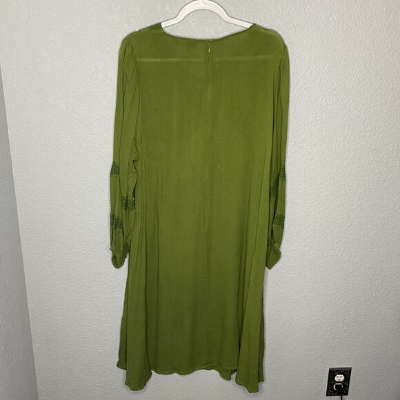 Roaman's Green Long Sleeve Embroidered Shirt Dress Size 14/16 - Picture 3 of 7